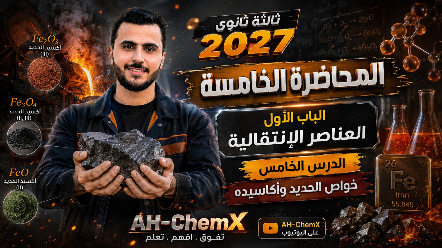 خواص الحديد وأكاسيده | المحاضرة الخامسة | الباب الأول العناصر الانتقالية | كيمياء 3 ثانوي 2027